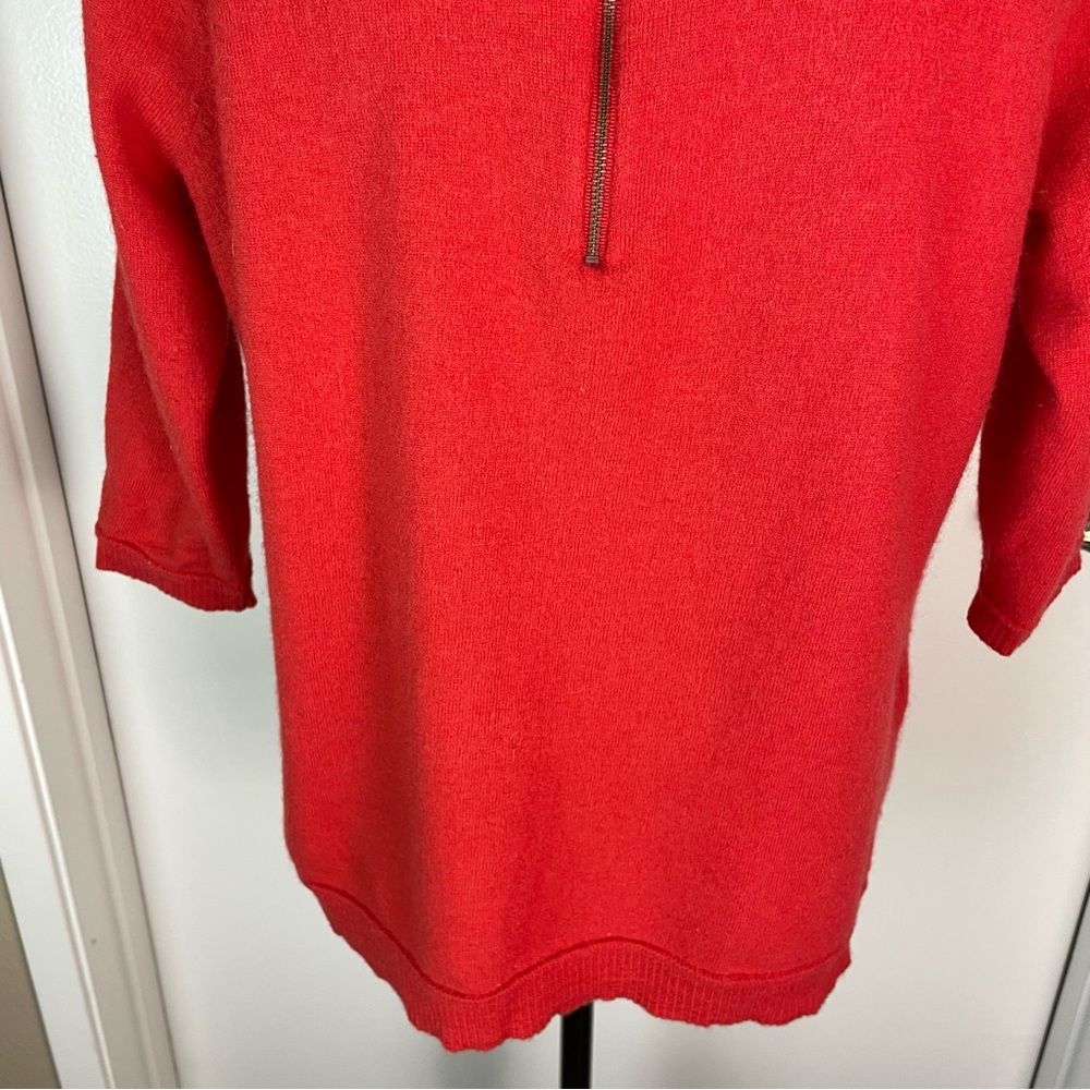 Blouse Woman Extra Fine Merino Wool Sweater Sweatshirt 3/4 Sleeve 1X Plus Red - Picture 11 of 11